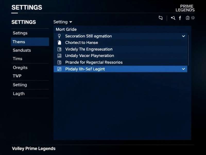 Volley Prime Legends Settings Menu